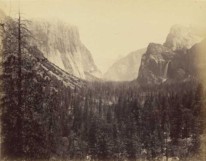 16 CEW, Up Yosemite Valley from Mariposa Trail, 1865-66, JPGM 1500