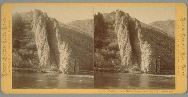 18 Eadweard Muybridge, Devil's Slide, Upper Weber Kanyon, from the railroad, looking south, nd, BANC