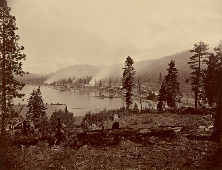4 CEW, View of Gleenbrook [sic] Bay, Lake Tahoe, Showing Saw Mills, Breakwater and Steamers of Carson and Tahoe Lumber and Flume Co., 1876, JPGM 1500