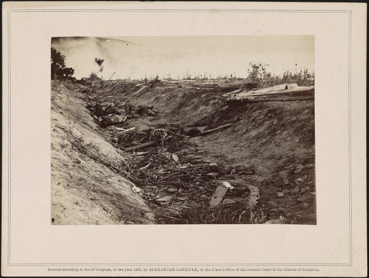 5 Alexander Gardner, View in the ditch, on the right wing, after the Battle of Antietam [Bloody Lane], 1862, LOC